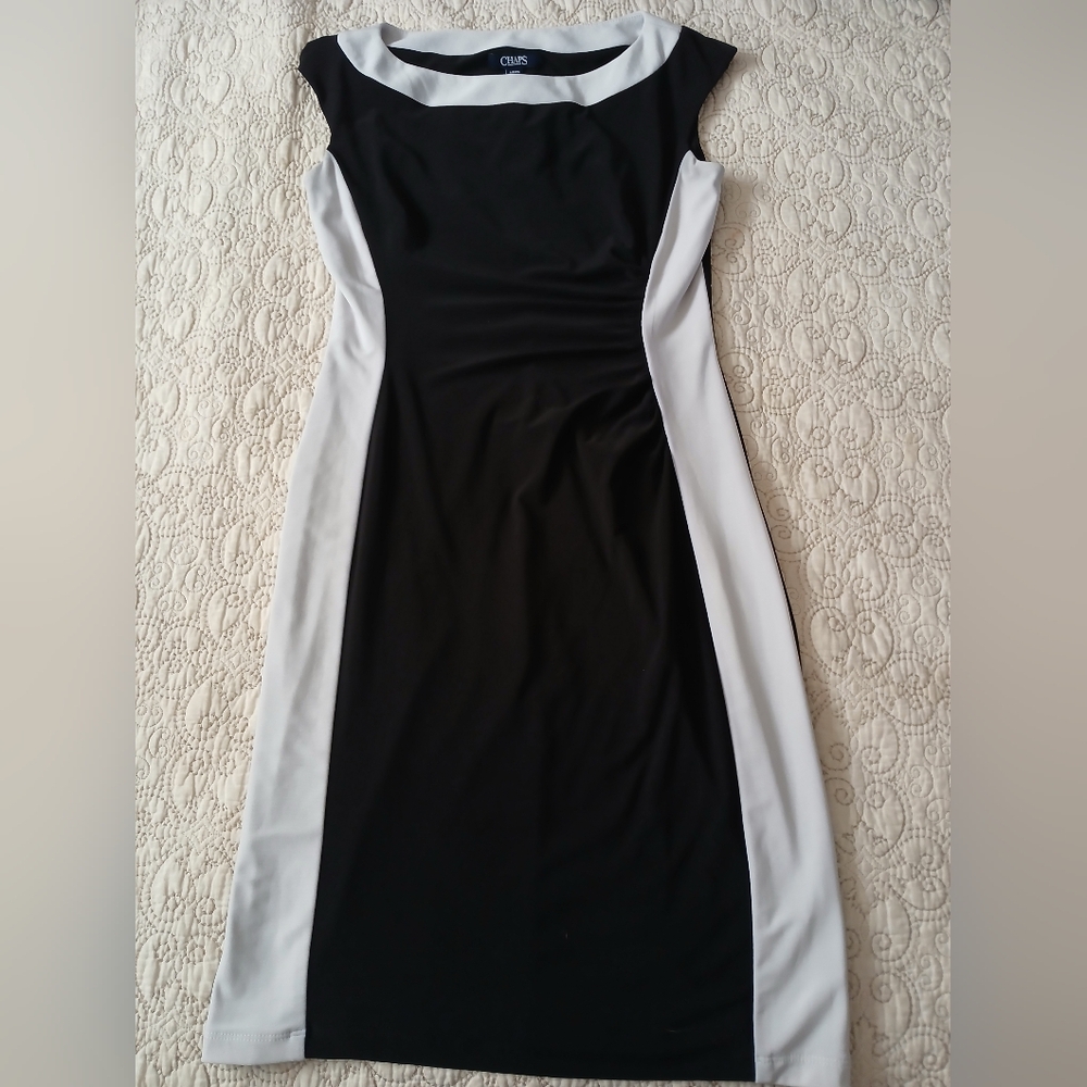 Chaps Black And White Hourglass Stretch Dress Size S